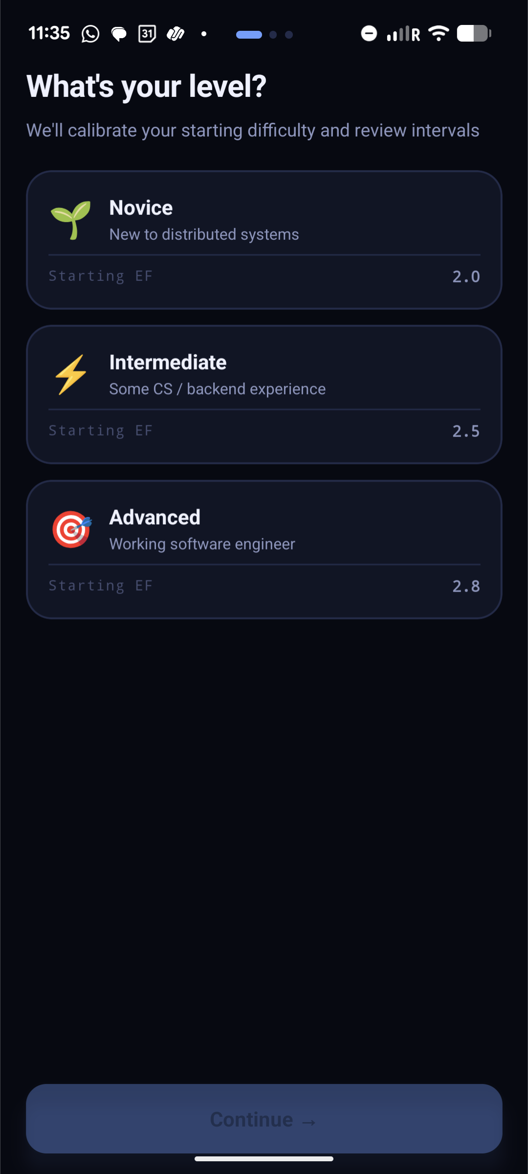 DistroLearn level selection screen